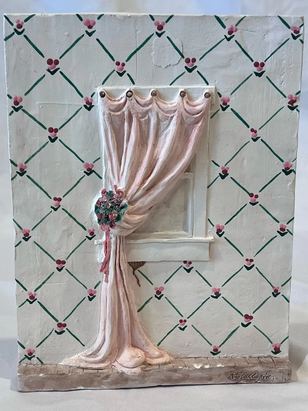 Vintage Summer Breeze Faded Wallpaper Wall Plaque Cottage Decor
